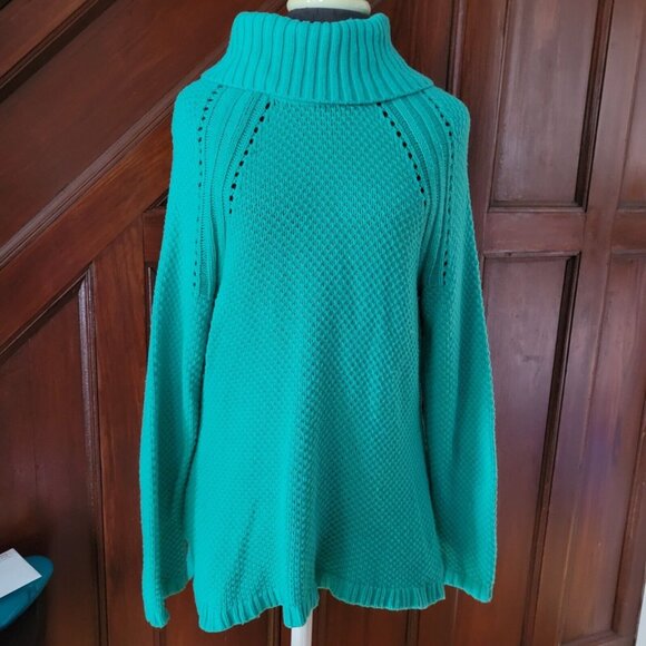 Talbots Petites Teal Turtleneck Sweater LP Lambswool blend - Picture 1 of 6